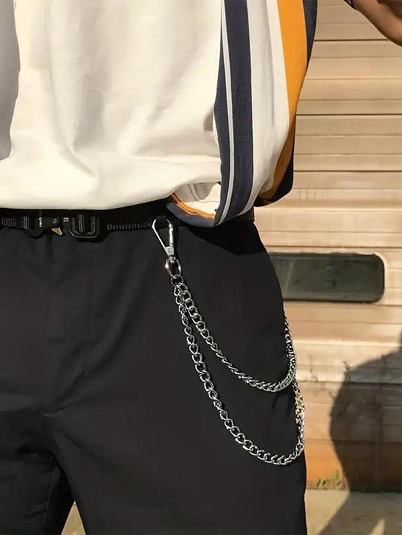 Punk Style Chain Design Pants Belt, Street Style Belt, Modern Fashionable Double Layered Waist Chain for Jeans Trousers, Trendy All-Match & Exquisite Belt for Birthday Gift, Men Accessories, Charm