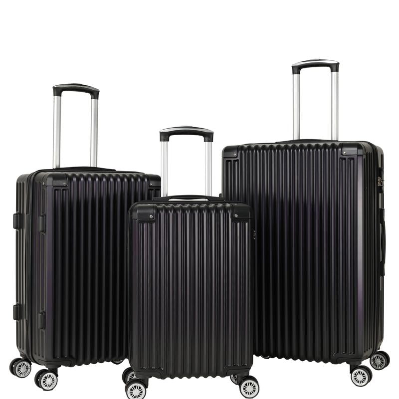 Striped Suitcase Set, Three-Piece Set, Swivel Wheel Combination Lock