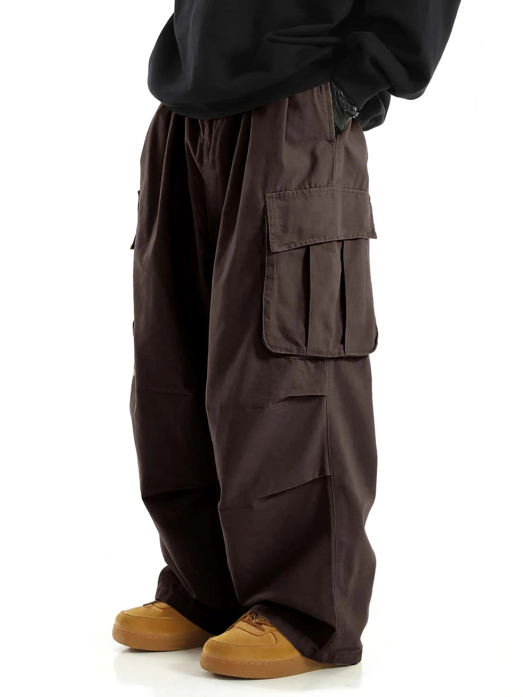 Manfinity EMRG Men Flap Pocket Side Drawstring Waist Oversize Cargo Pants