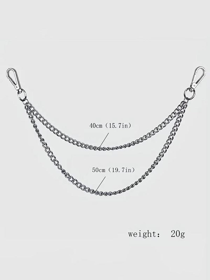 Punk Style Chain Design Pants Belt, Street Style Belt, Modern Fashionable Double Layered Waist Chain for Jeans Trousers, Trendy All-Match & Exquisite Belt for Birthday Gift, Men Accessories, Charm