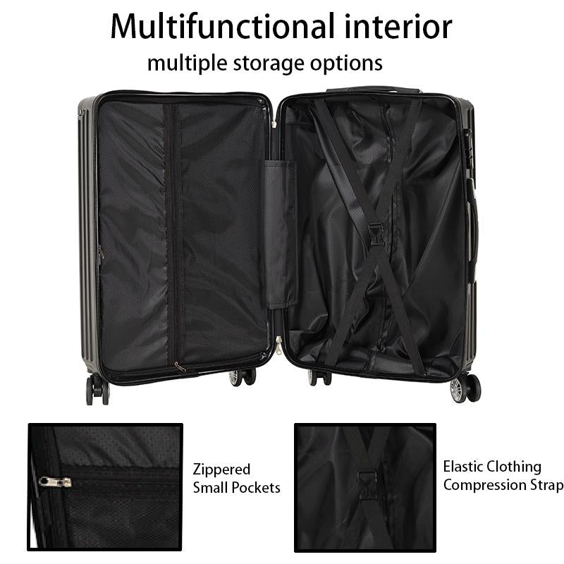 Striped Suitcase Set, Three-Piece Set, Swivel Wheel Combination Lock