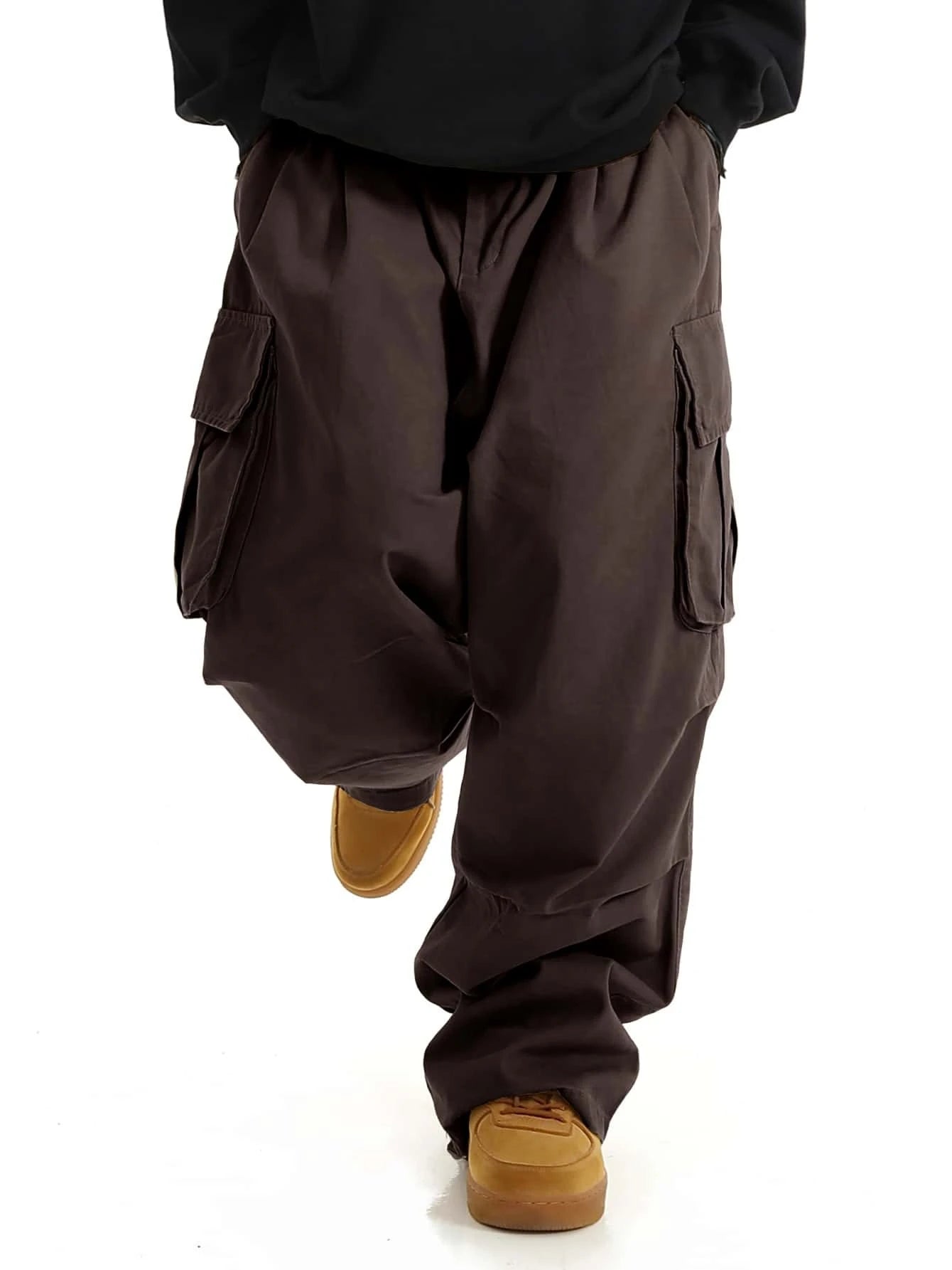 Manfinity EMRG Men Flap Pocket Side Drawstring Waist Oversize Cargo Pants