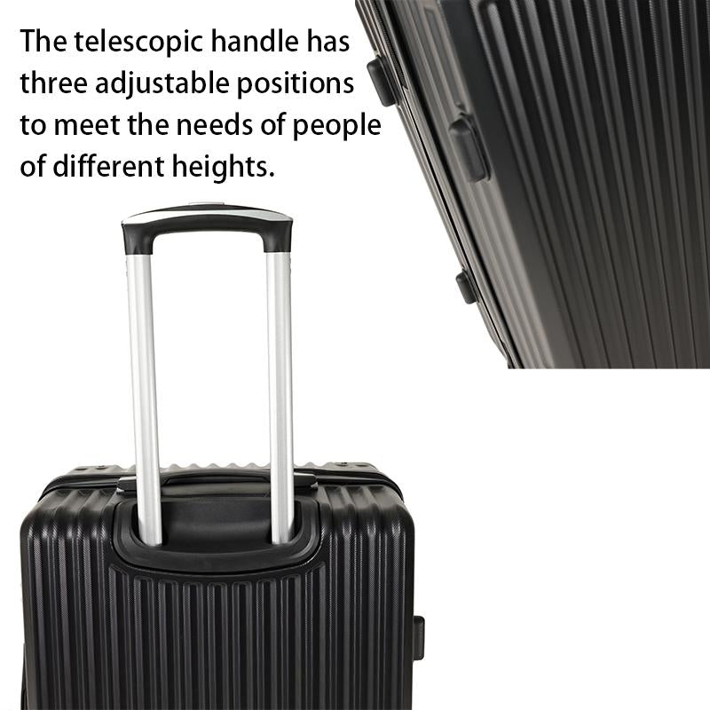 Striped Suitcase Set, Three-Piece Set, Swivel Wheel Combination Lock