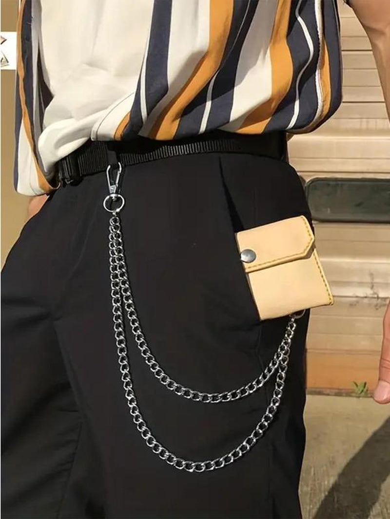 Punk Style Chain Design Pants Belt, Street Style Belt, Modern Fashionable Double Layered Waist Chain for Jeans Trousers, Trendy All-Match & Exquisite Belt for Birthday Gift, Men Accessories, Charm